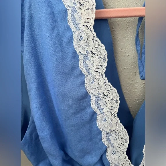 WAYF Pippa Lace Detail Linen Blend Top Size Large New - Picture 6 of 9